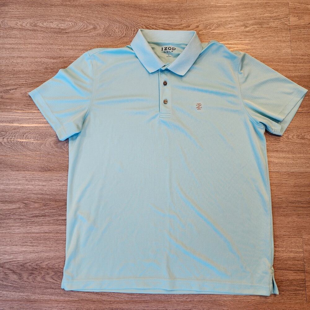 IZOD Golf Polo Shirt Light Blue Men's Large Short Sleeve Lightweight